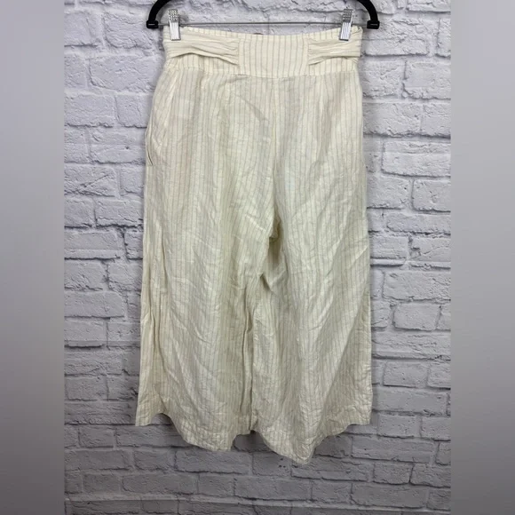 Anthropologie Palm Beach Wide-Leg Striped Belted Crop Pants size 2 - Picture 9 of 11